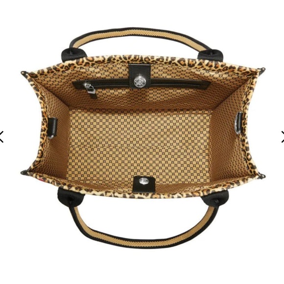 Brighton Leopard Dynasty Canvas Carry All Purse Flower NWT - Picture 5 of 7